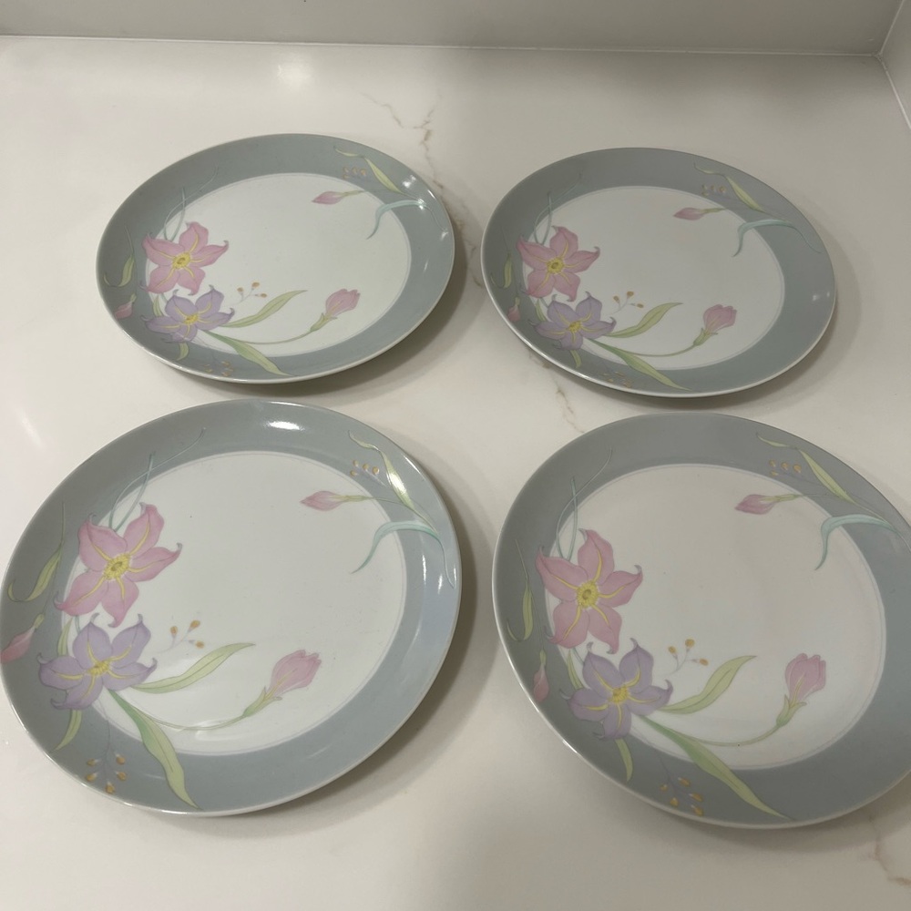 Remembrance by Action 4 Vintage 80s Floral plates